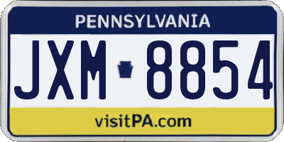 PA license plate JXM8854