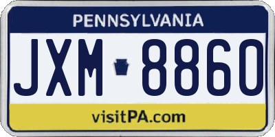PA license plate JXM8860