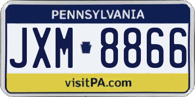PA license plate JXM8866
