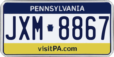 PA license plate JXM8867