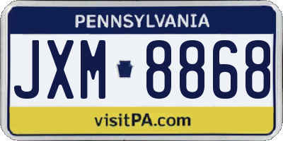 PA license plate JXM8868