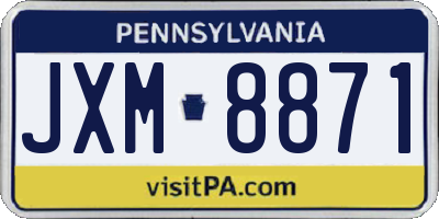 PA license plate JXM8871