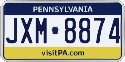 PA license plate JXM8874