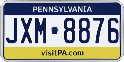 PA license plate JXM8876