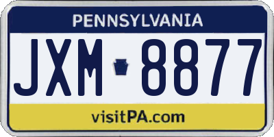 PA license plate JXM8877