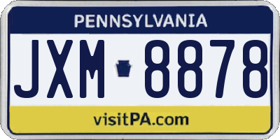 PA license plate JXM8878
