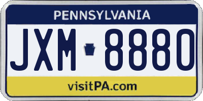 PA license plate JXM8880