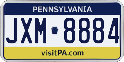 PA license plate JXM8884