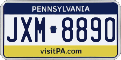 PA license plate JXM8890