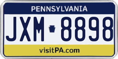 PA license plate JXM8898
