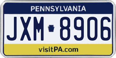 PA license plate JXM8906