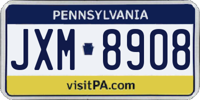 PA license plate JXM8908