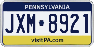 PA license plate JXM8921