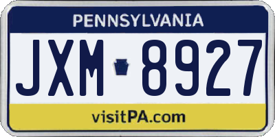 PA license plate JXM8927