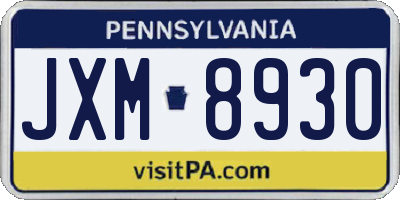 PA license plate JXM8930