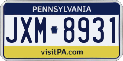 PA license plate JXM8931