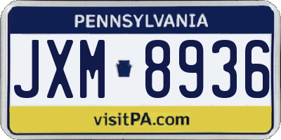 PA license plate JXM8936