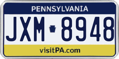 PA license plate JXM8948