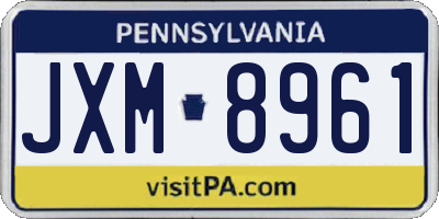 PA license plate JXM8961