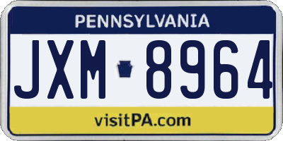 PA license plate JXM8964