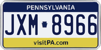 PA license plate JXM8966