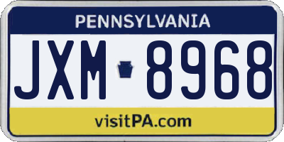 PA license plate JXM8968