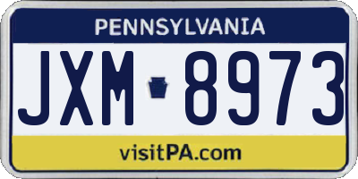 PA license plate JXM8973