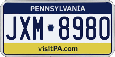 PA license plate JXM8980