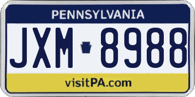 PA license plate JXM8988