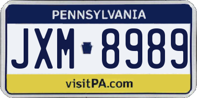 PA license plate JXM8989