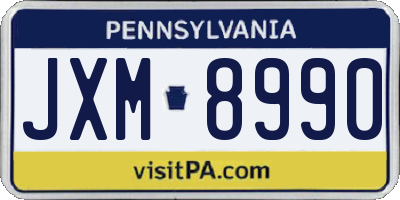 PA license plate JXM8990