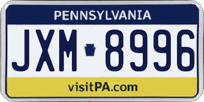 PA license plate JXM8996