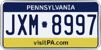 PA license plate JXM8997