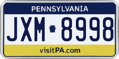 PA license plate JXM8998