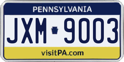 PA license plate JXM9003