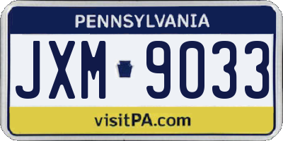 PA license plate JXM9033