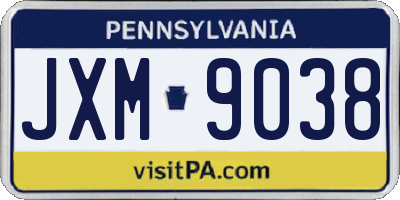 PA license plate JXM9038