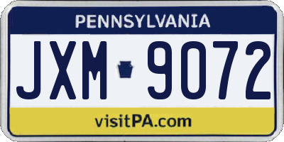 PA license plate JXM9072