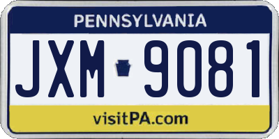 PA license plate JXM9081