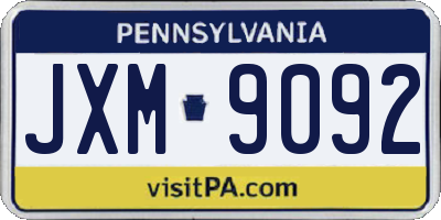PA license plate JXM9092