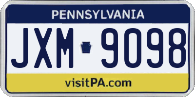 PA license plate JXM9098