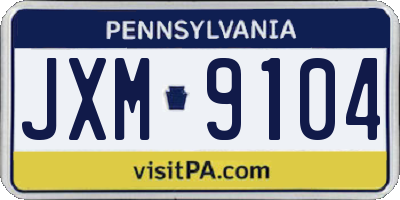 PA license plate JXM9104