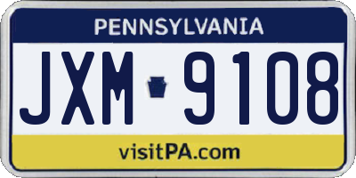 PA license plate JXM9108