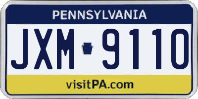 PA license plate JXM9110
