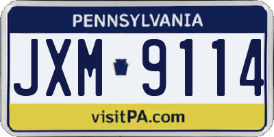 PA license plate JXM9114