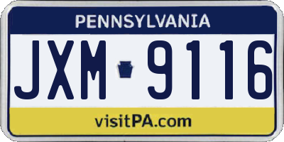 PA license plate JXM9116