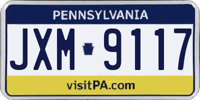 PA license plate JXM9117