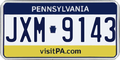 PA license plate JXM9143