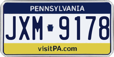 PA license plate JXM9178