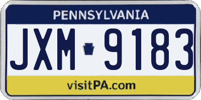 PA license plate JXM9183